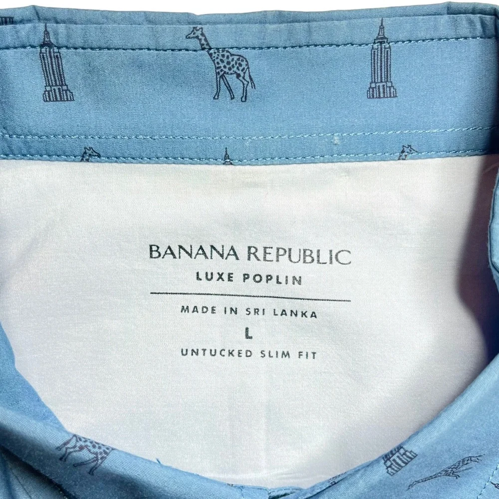 Banana Republic Men’s Large Luxe Poplin Untucked Slim‎ Fit L/S Button Up Shirt
